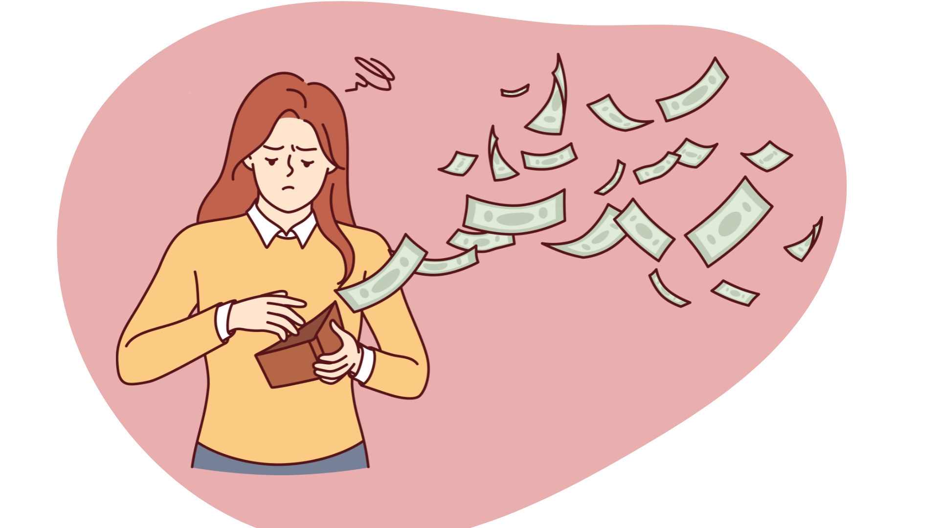 物価高騰と収入への不安を表すイラスト